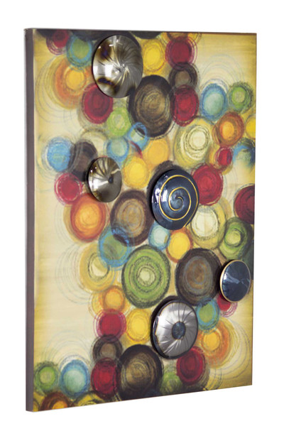 Homeroots Large Vertical Wall Panel With 3D Metal Circles - Metallic Multi Color 319795
