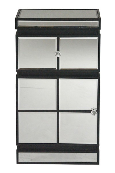 Homeroots 36" Black Mirrored Accent Cabinet With A Drawer And A Door 319817