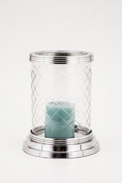 H-1046 Horizon Elizabeth Diamond Cut Glass Hurricane Lamp Medium