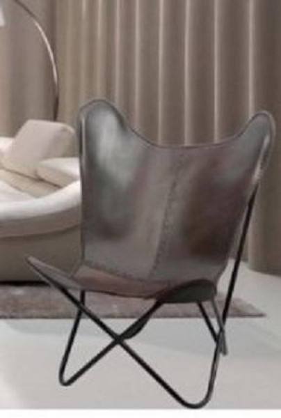 H-1079 Horizon Brown Leather Butterfly Chair