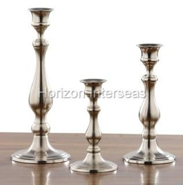 H-1085 Horizon Concord Pewter Candle Holders (Set Of 3)