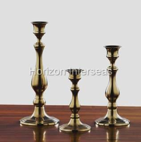 H-1086 Horizon Concord Candle Holders Aged Brass