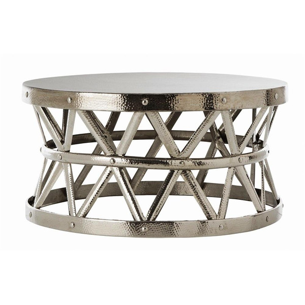 H-1089 Horizon Hammered Drum Cross Coffee Table