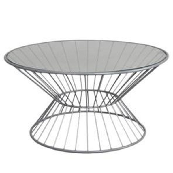 H-1130 Horizon Wire Framed Coffee Table With Glass Top