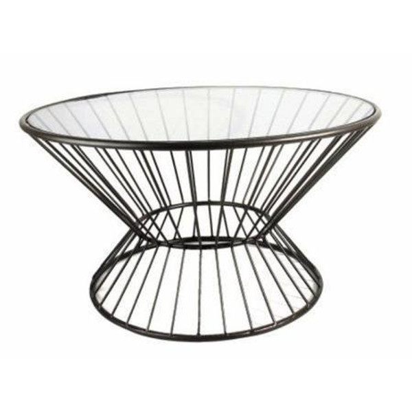 H-1131 Horizon Wire Framed Coffee Table With Glass Top