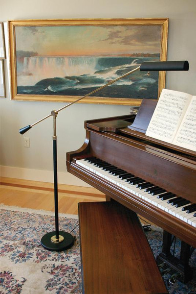 House Of Troy Black Piano Floor Lamp Withpolished Brass PFL-617