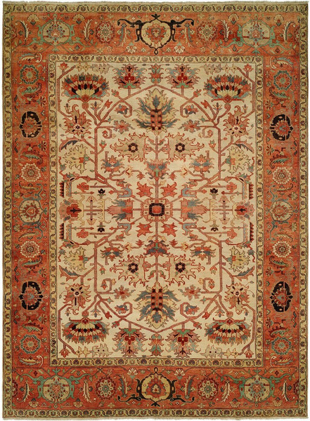 10648 Serapi Heritage SH-45 Ivory/Rust Hand Knotted Wool Rug - 9'x12'
