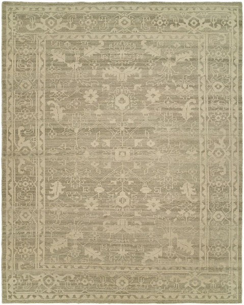 11055 Antique Natural AN-252 Grey/Ivory Hand Knotted Wool Rug - 5' X 8'