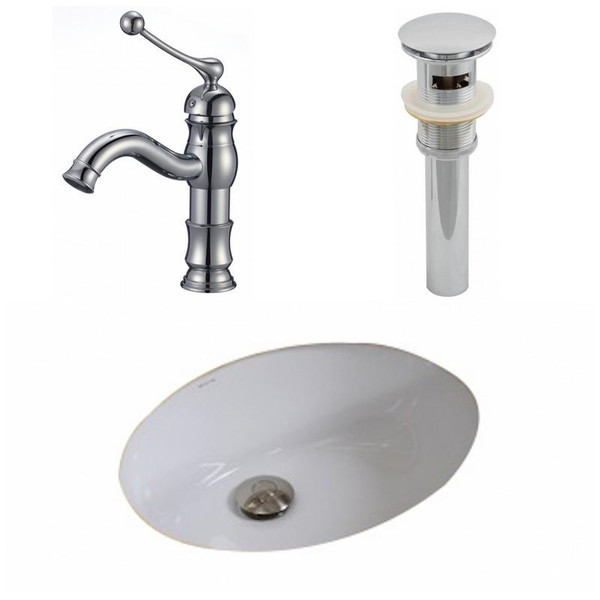 Oval Ceramic Undermount Sink Set - White AI-13127