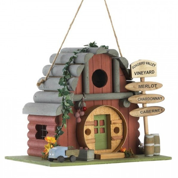 Vintage Winery Log Cabin-Style Bird House 10018896 By AE Wholesale