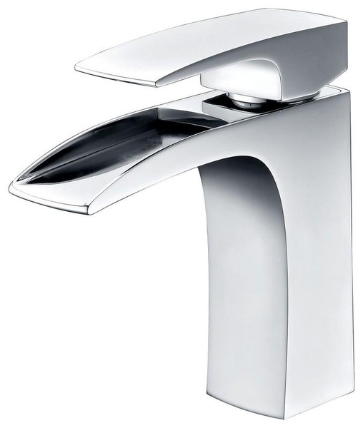 Rectangle Single Hole Brass Bathroom Faucet - Chrome AI-1786