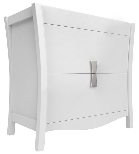 Bow Rectangle Birch Wood-Veneer Vanity Base - White AI-18270