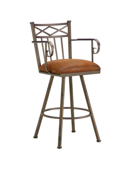 1104326 Alexander Counter Stool With Arms - Inca/Mayflower Cocoa