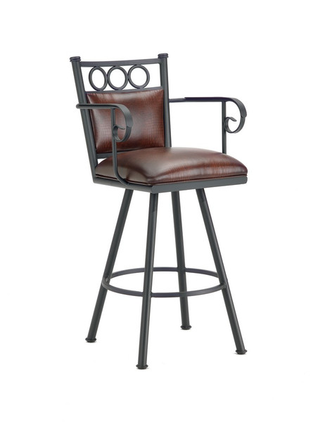 3604126 Waterson Counter Stool With Arms - Black/Alligator Brown
