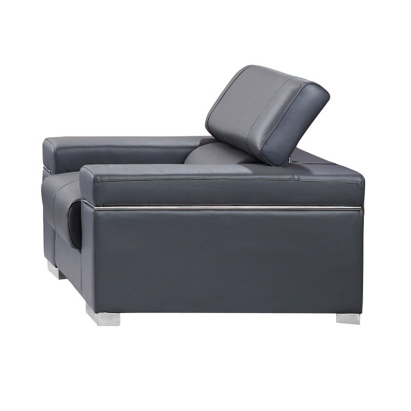 J&M Soho Grey Leather Chair 176551113-C-Gr