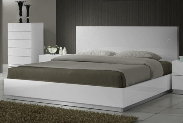 J&M Naples Full Size Platform Bed - White Lacquer 17686-F