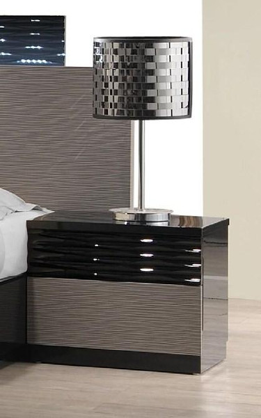 J&M Roma Black & Grey Lacquer Nightstand 17777-Ns