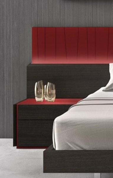 J&M Lagos Left Facing Nightstand - Red Gloss & Wenge 17867250-Nsl