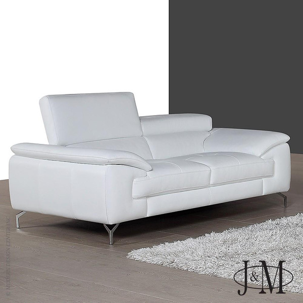 J&M A973 White Italian Leather Loveseat 1790611-L