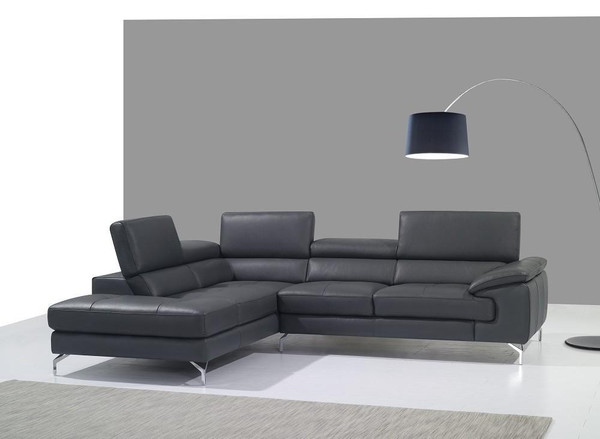 J&M A973 Italian Leather Grey Left Facing Sectional 1790613-Lhfc