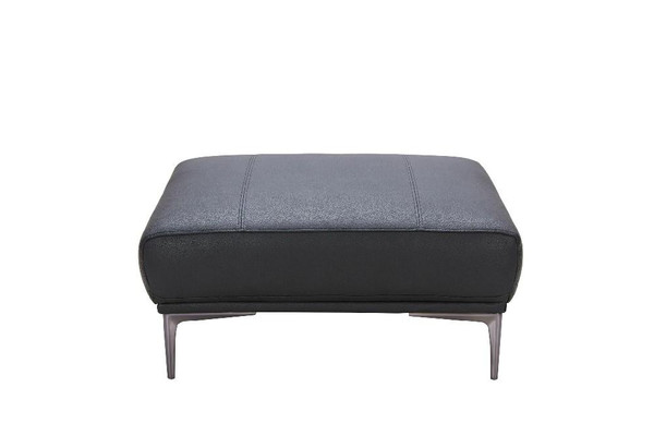 J&M Knight Black Leather Ottoman 18249-O