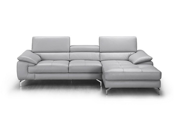 J&M Liam Premium Leather Light Grey Right Hand Facing Sectional 18273-Rhfc
