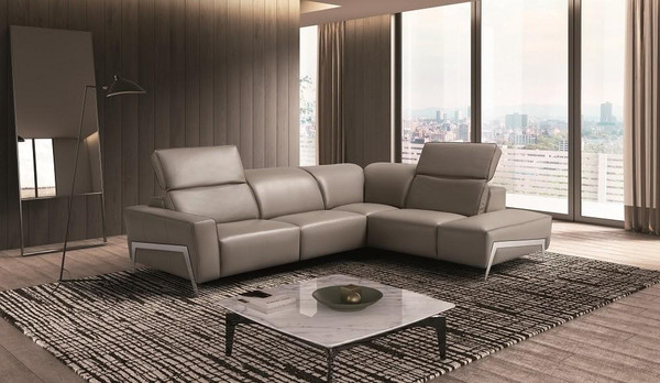 J&M Ocean Grey Leather Right Hand Facing Sectional 182892-Rhfc