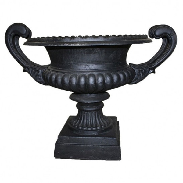 0398A Vintage Urn With Handle - Black