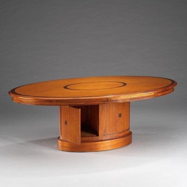32214 Vintage Oval Coffee Table In Wood Finish