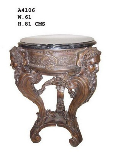 A4106 Vintage Bronze Table With Marble Top