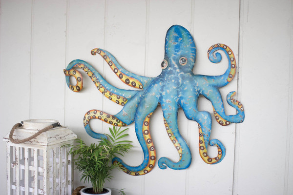 Kalalou Hand Hammered Recycled Metal Octopus Wall Hanging - A5650
