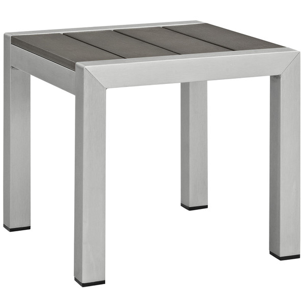 Modway Shore Outdoor Patio Aluminum Side Table - Silver/Gray EEI-2248-SLV-GRY