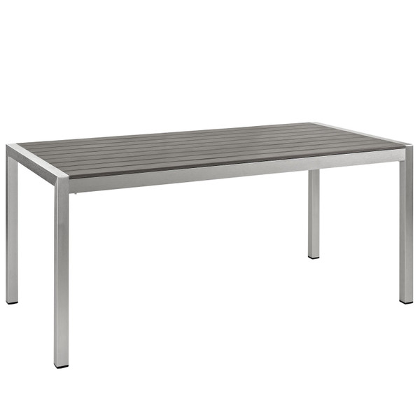 Modway Shore Outdoor Patio Aluminum Dining Table - Silver/Gray EEI-2251-SLV-GRY