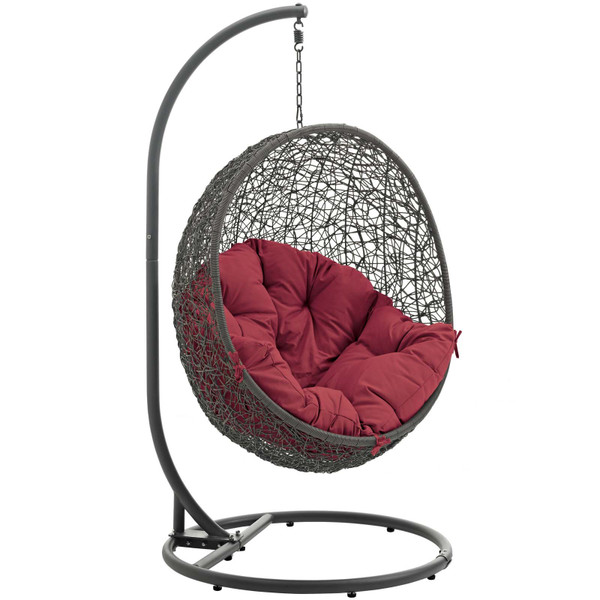Modway Hide Outdoor Patio Swing Chair - Gray/Red EEI-2273-GRY-RED