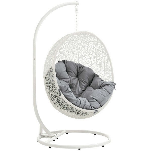 Modway Hide Outdoor Patio Swing Chair With Stand - White/Gray EEI-2273-WHI-GRY