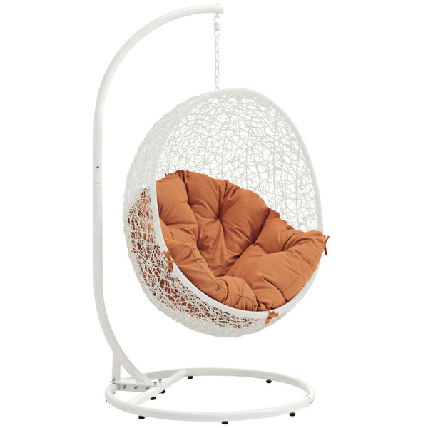 Modway Hide Outdoor Patio Swing Chair With Stand - White/Orange EEI-2273-WHI-ORA