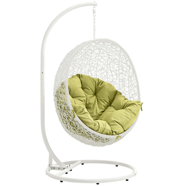 Modway Hide Outdoor Patio Swing Chair With Stand - White/Peridot EEI-2273-WHI-PER