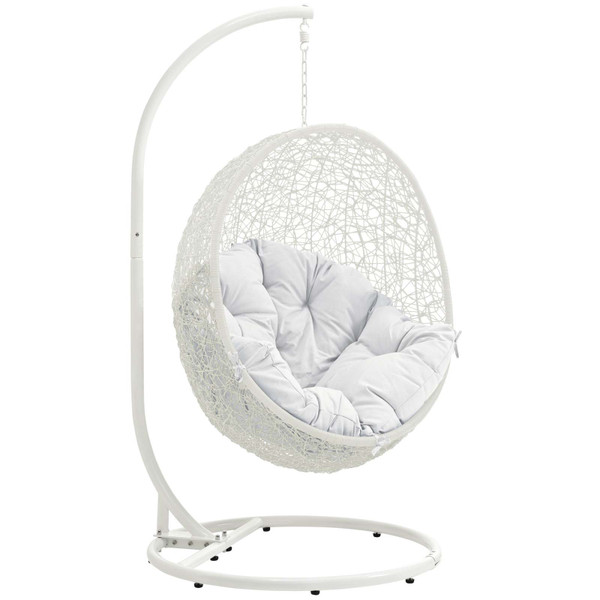 Modway Hide Outdoor Patio Swing Chair With Stand - White EEI-2273-WHI-WHI