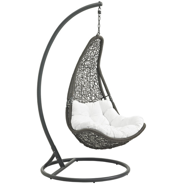 Modway Abate Outdoor Patio Swing Chair With Stand EEI-2276-GRY-WHI-SET