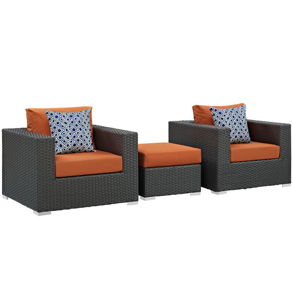 Modway Sojourn 3-Piece Outdoor Patio Sunbrella Sectional Set-Tuscan EEI-2386