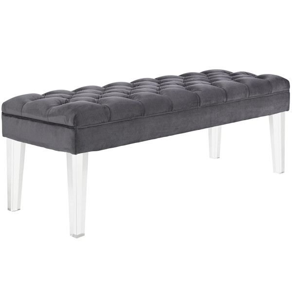 Modway Valet Velvet Bench - Gray EEI-2460