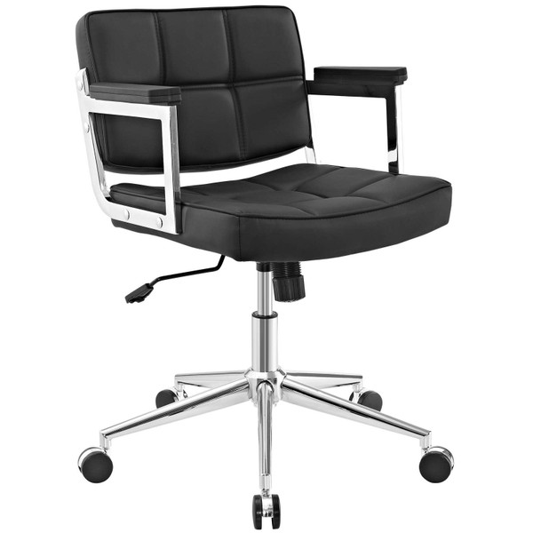 Modway Portray Mid Back Upholstered Vinyl Office Chair - Black EEI-2686-BLK