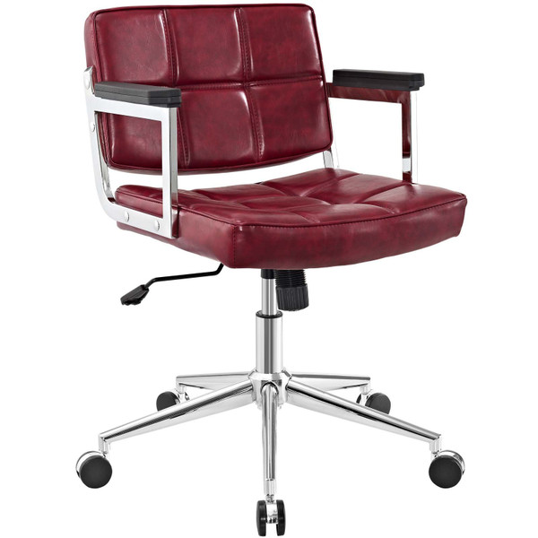 Modway Portray Mid Back Upholstered Vinyl Office Chair - Red EEI-2686-RED