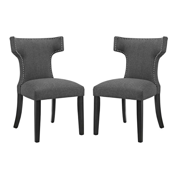 Modway Curve Dining Side Chair Fabric Set Of 2 EEI-2741-GRY-SET
