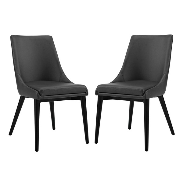 Modway Viscount Vinyl Dining Side Chair in Black - (Set of 2) EEI-2744