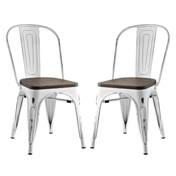 Modway Promenade Tolix Dining Side Chair (Set of 2) - White EEI-2751-WHI-SET