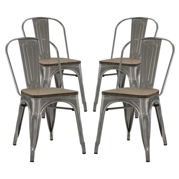 Modway Promenade Tolix Dining Side Chair (Set of 4) - GunMetal EEI-2752-GME-SET