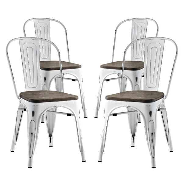 Modway Promenade Tolix Dining Side Chair (Set of 4) - White EEI-2752-WHI-SET
