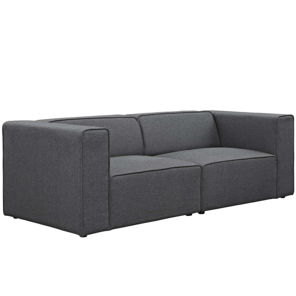 Modway Mingle 2 Piece Upholstered Fabric Gray Sectional Sofa Set EEI-2825-GRY