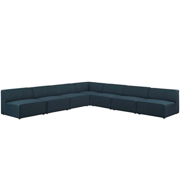 Modway Mingle 7 Piece Upholstered Fabric Sectional Sofa Set EEI-2841-BLU